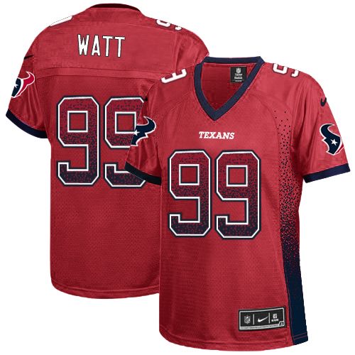 Women's Elite J.J. Watt Nike Jersey Red - #99 Drift Fashion NFL Houston Texans